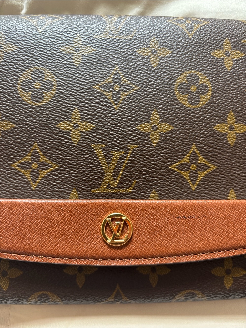 Louis Vuitton Bordeaux Monogram Crossbody Purse Brown Tan Trim Vintage with Box - Picture 4 of 15